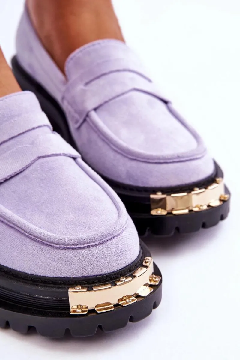 Online Boto Klasyczne Zamszowe Mokasyny Z Ozdobą Fioletowe Monaro
