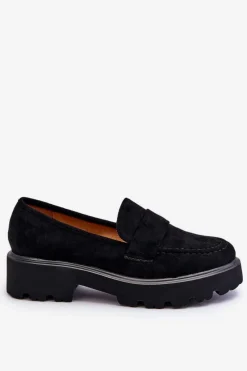 Outlet Klasyczne Zamszowe Półbuty Mokasyny Czarne Corrin Damskie Mokasyny Damskie Zamszowe