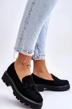 Outlet Klasyczne Zamszowe Półbuty Mokasyny Czarne Corrin Damskie Mokasyny Damskie Zamszowe