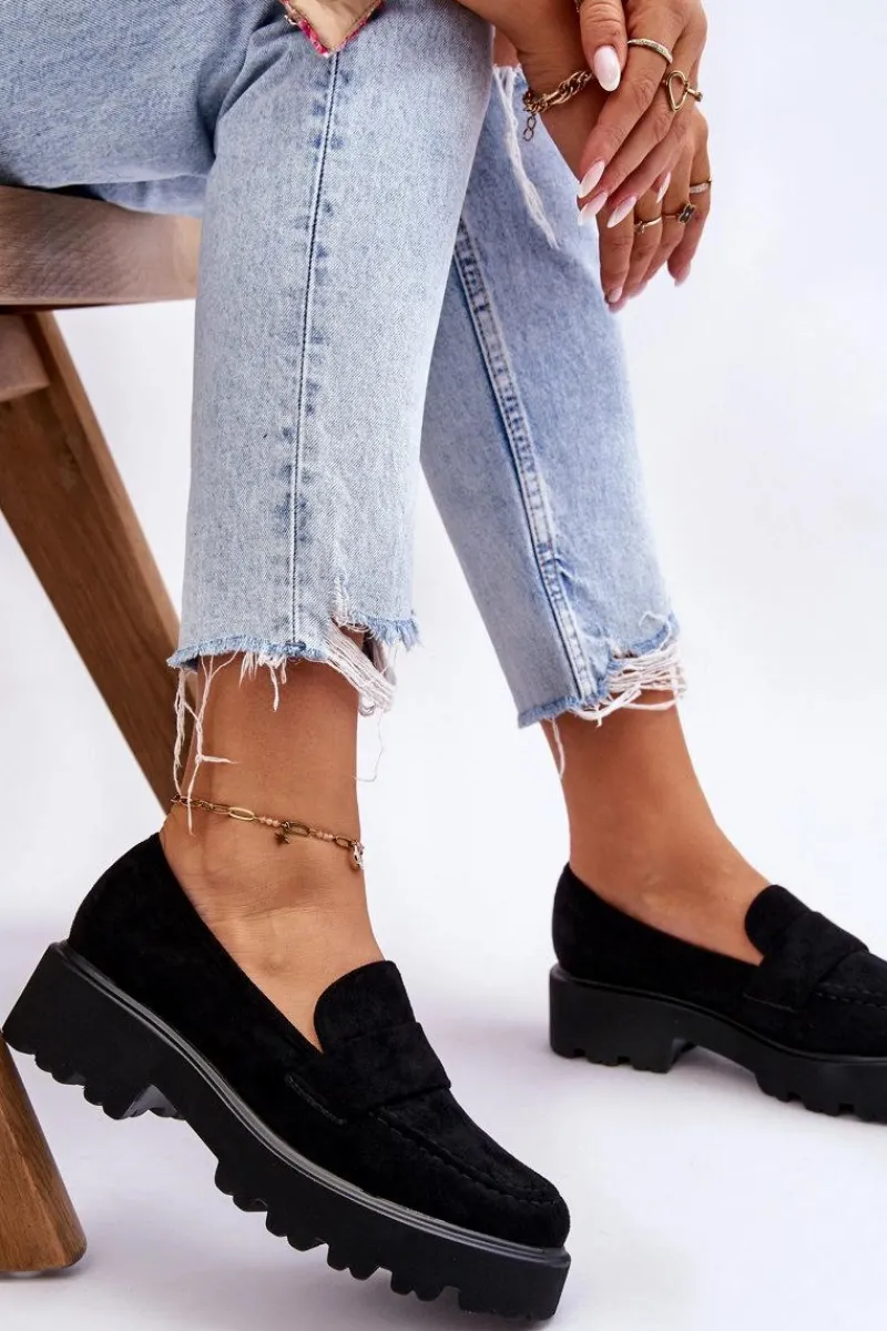 Outlet Klasyczne Zamszowe Półbuty Mokasyny Czarne Corrin Damskie Mokasyny Damskie Zamszowe