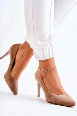 Best Buty Sergio Leone Klasyczne Zamszowe Szpilki Brązowe Magically