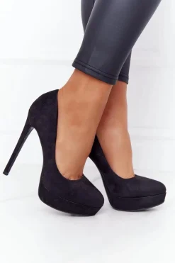 Sale Boto Klasyczne Zamszowe Szpilki Czarne Margharita