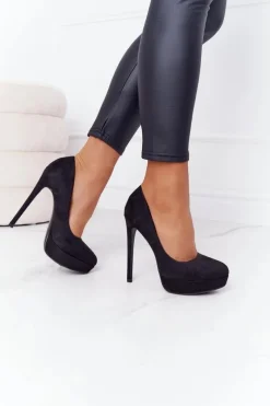 Sale Boto Klasyczne Zamszowe Szpilki Czarne Margharita