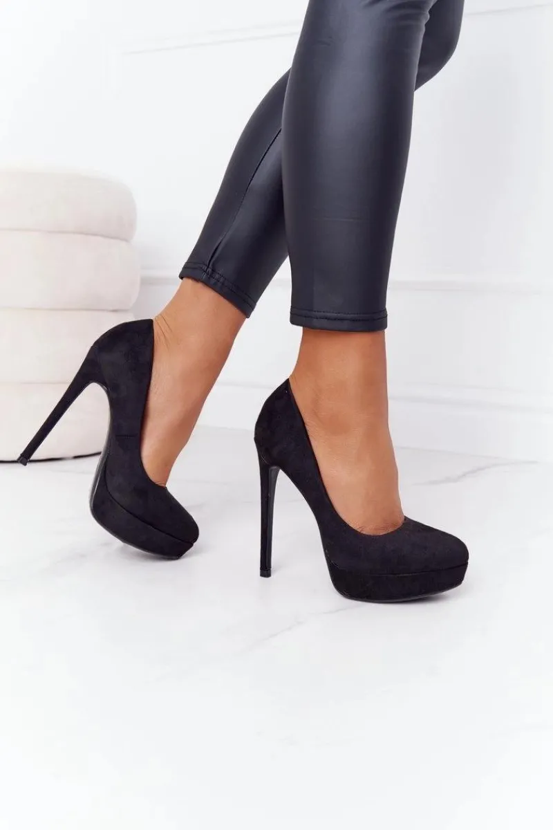 Sale Boto Klasyczne Zamszowe Szpilki Czarne Margharita