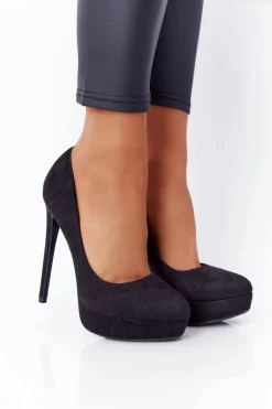 Sale Boto Klasyczne Zamszowe Szpilki Czarne Margharita