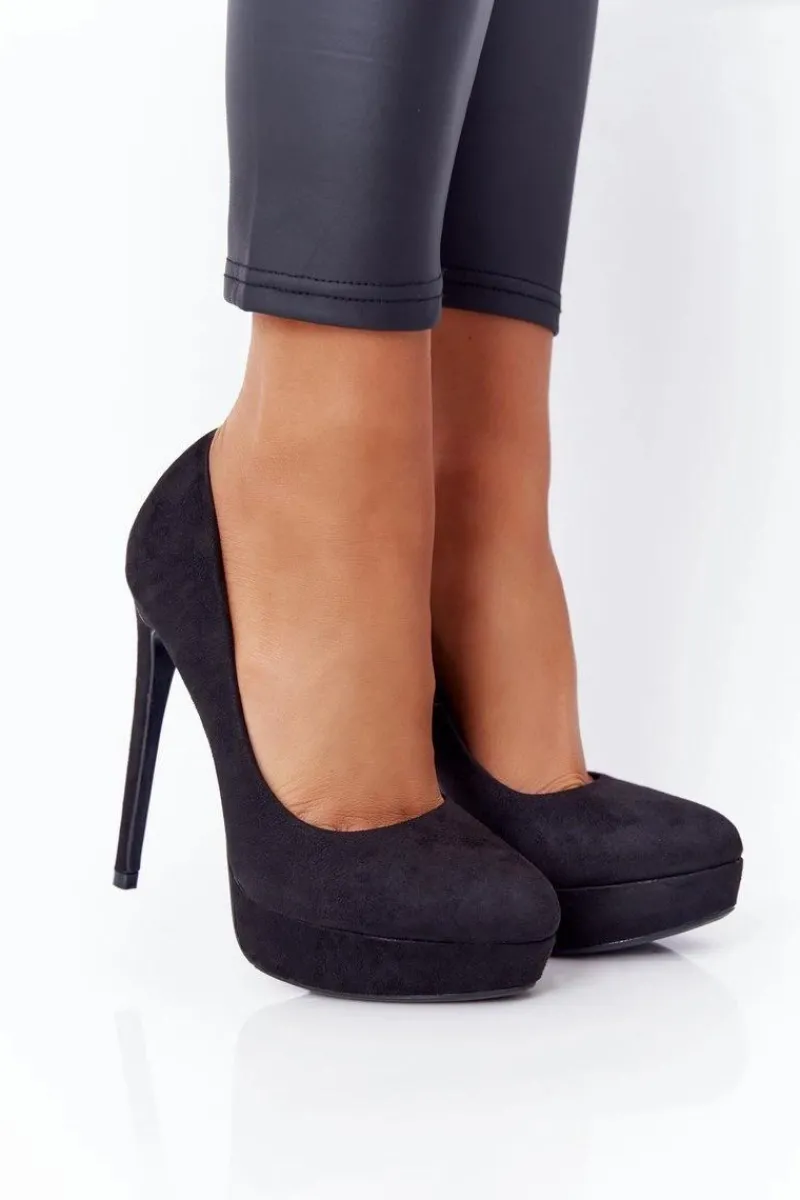 Sale Boto Klasyczne Zamszowe Szpilki Czarne Margharita