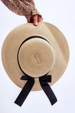 Discount Boto Klasyczny Damski Kapelusz Z Kokardą Beżowy