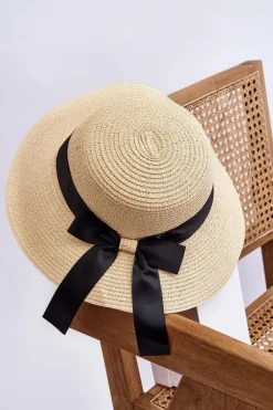 Discount Boto Klasyczny Damski Kapelusz Z Kokardą Beżowy