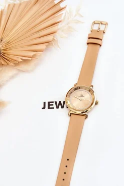 Zegarki>Giorgio&Dario Klasyczny Damski Zegarek Skórzany Beżowy