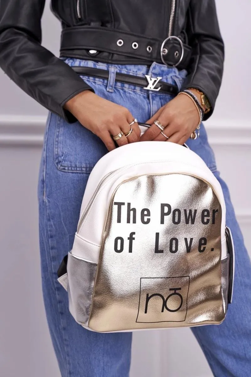 Plecaki|Torebki Nobo>Nobo Klasyczny Plecak Biały ze Złotym NBAG-I1990-CM00