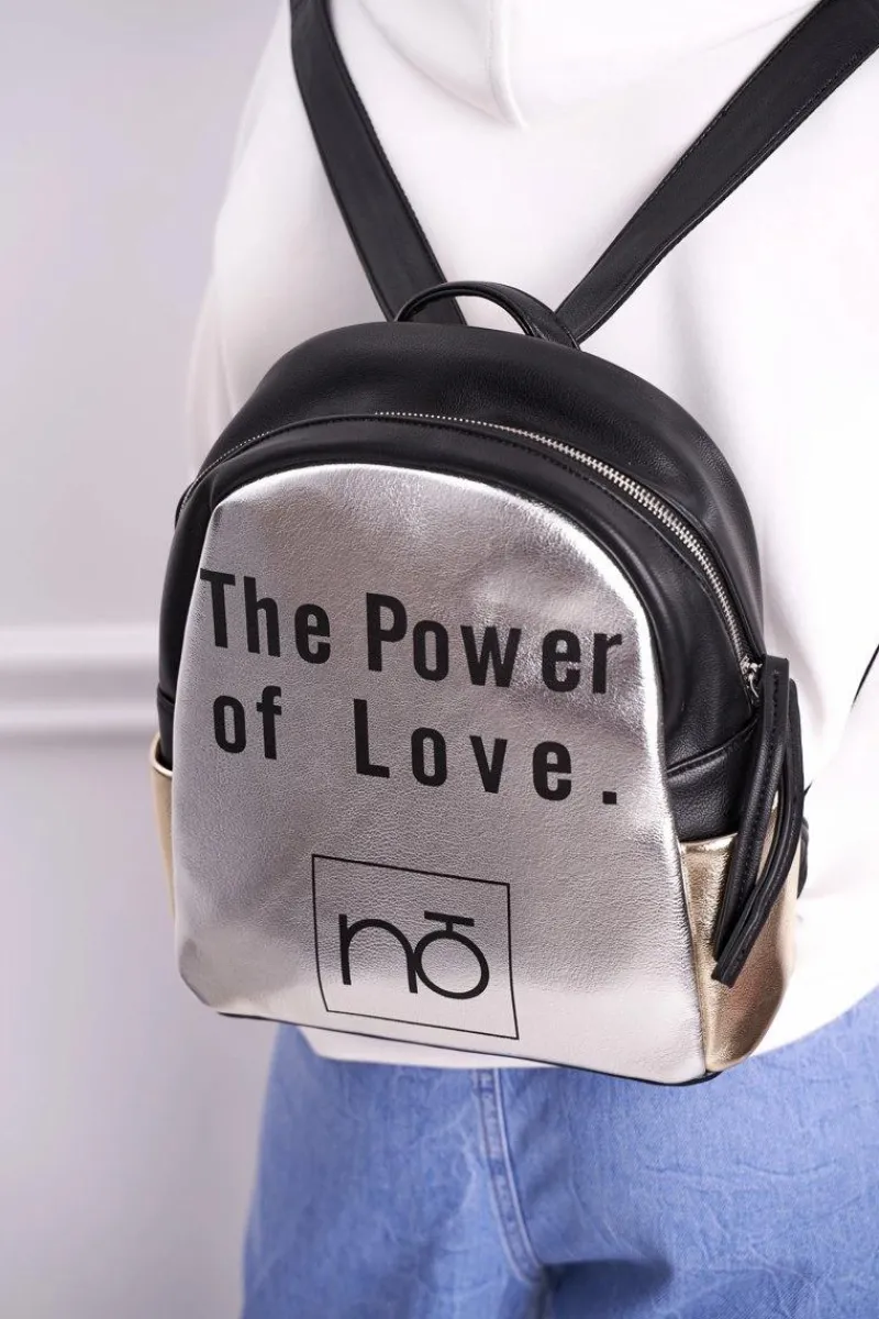 New Nobo Klasyczny Plecak Czarny ze Srebrnym NBAG-I1990-CM20