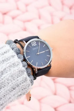 Zegarki>Ernest Klasyczny Skórzany Granatowy Damski Zegarek