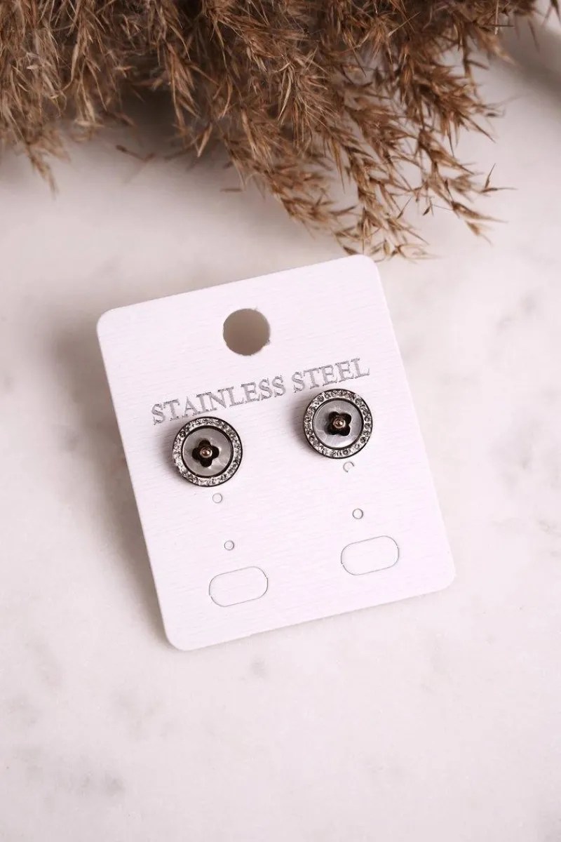 Online Glam Chic Kolczyki Koła z Koniczynką i Cyrkoniami Różowe Złoto Luck