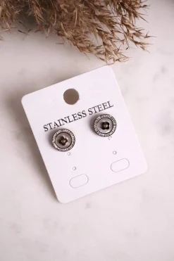 Online Glam Chic Kolczyki Koła z Koniczynką i Cyrkoniami Różowe Złoto Luck