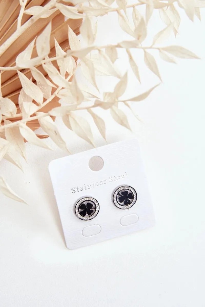 Online Glam Chic Kolczyki Ze Stali Nierdzewnej Koniczynki Srebrne