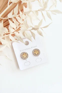 Kolczyki>Glam Chic Kolczyki Ze Stali Nierdzewnej Koniczynki Złote