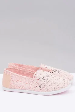 Discount Koronkowe Damskie Baleriny Little Sugar Pudrowy Róż Damskie Baleriny Klasyczne