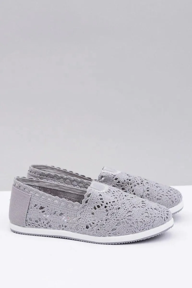 Discount Boto Koronkowe Szare Damskie Baleriny Little Sugar