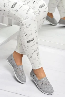 Discount Boto Koronkowe Szare Damskie Baleriny Little Sugar