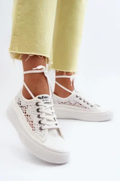 Best Koronkowe Trampki Damskie LCW-23-44-1617 Białe Damskie Trampki Damskie Niskie