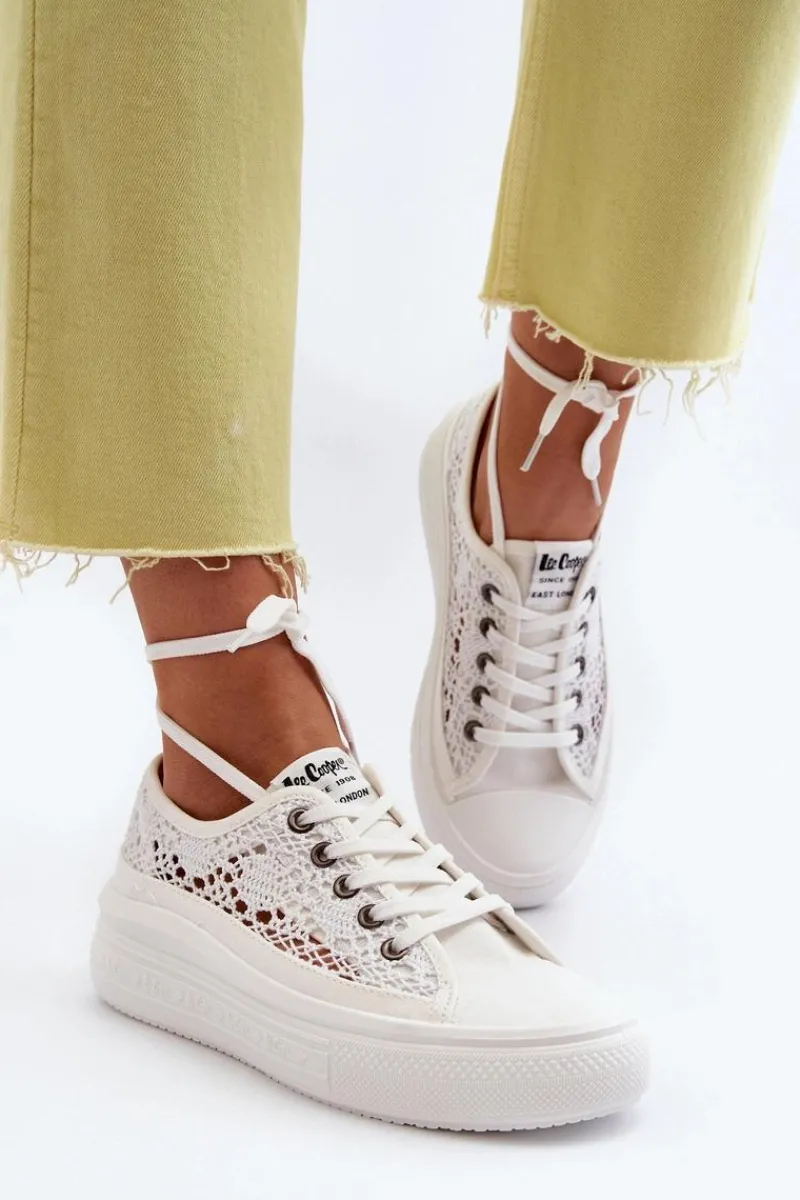 Best Koronkowe Trampki Damskie LCW-23-44-1617 Białe Damskie Trampki Damskie Niskie