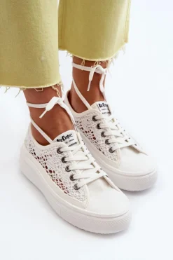 Best Koronkowe Trampki Damskie LCW-23-44-1617 Białe Damskie Trampki Damskie Niskie