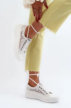 Best Koronkowe Trampki Damskie LCW-23-44-1617 Białe Damskie Trampki Damskie Niskie