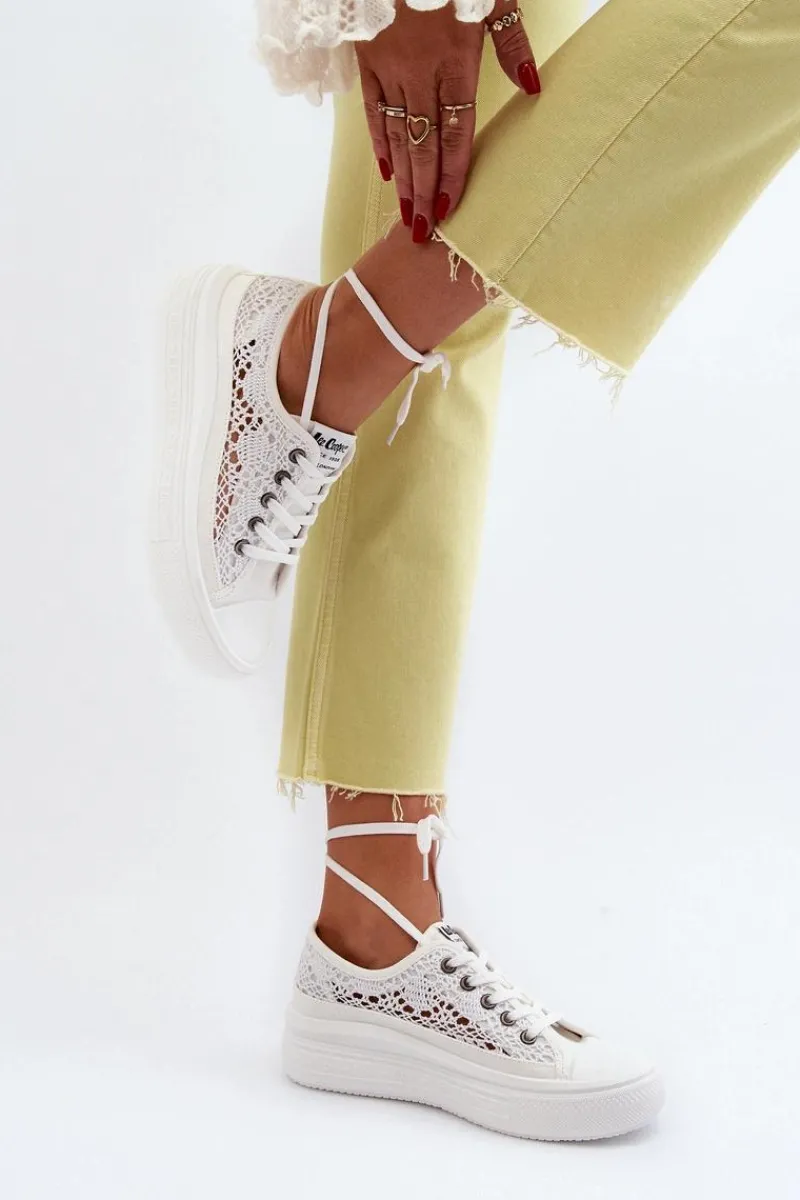 Best Koronkowe Trampki Damskie LCW-23-44-1617 Białe Damskie Trampki Damskie Niskie