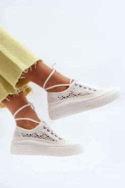 Best Koronkowe Trampki Damskie LCW-23-44-1617 Białe Damskie Trampki Damskie Niskie