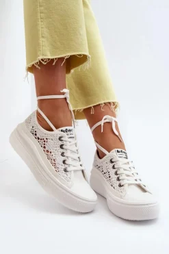 Best Koronkowe Trampki Damskie LCW-23-44-1617 Białe Damskie Trampki Damskie Niskie