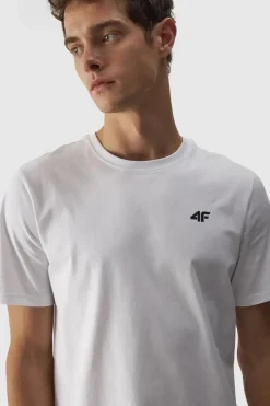Clearance 4F Koszulka Męska Gładka Z Logo WMM00TTSHM1843-10S Biała