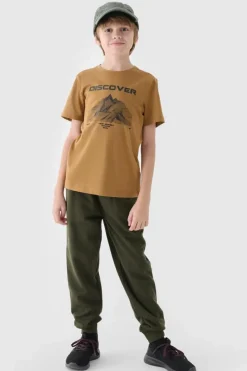 4F Koszulka T-Shirt Z Nadrukiem Dla Chłopca JWAW24TTSHM1553-74S Żółta