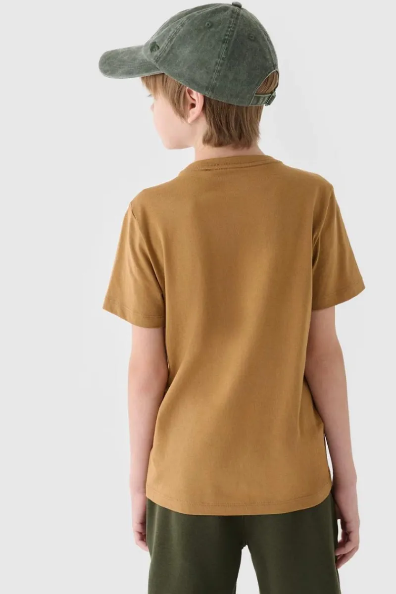 4F Koszulka T-Shirt Z Nadrukiem Dla Chłopca JWAW24TTSHM1553-74S Żółta