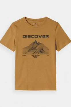 4F Koszulka T-Shirt Z Nadrukiem Dla Chłopca JWAW24TTSHM1553-74S Żółta