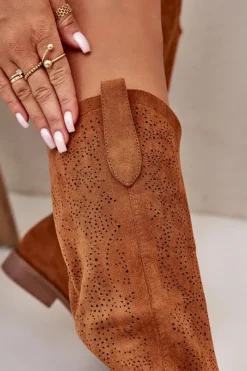 Best Kozaki Damskie Ażurowe Camel S.Barski HY42-132 Damskie Kozaki Ażurowe|Kozaki Płaskie