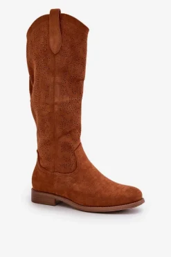 Best Kozaki Damskie Ażurowe Camel S.Barski HY42-132 Damskie Kozaki Ażurowe|Kozaki Płaskie