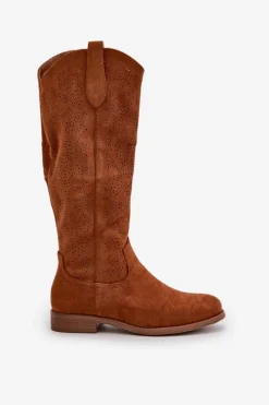 Best Kozaki Damskie Ażurowe Camel S.Barski HY42-132 Damskie Kozaki Ażurowe|Kozaki Płaskie