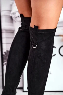 Kozaki Wiosenne|Kozaki Na Obcasie></noscript>Boto Kozaki damskie do kolana eko-zamsz czarne Can't Stop Czarny