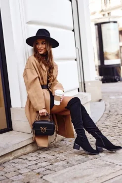 Kozaki Wiosenne|Kozaki Na Obcasie></noscript>Boto Kozaki damskie do kolana eko-zamsz czarne Can't Stop Czarny