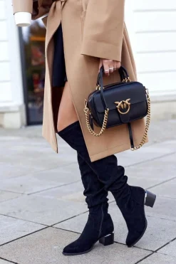 Kozaki Wiosenne|Kozaki Na Obcasie></noscript>Boto Kozaki damskie do kolana eko-zamsz czarne Can't Stop Czarny