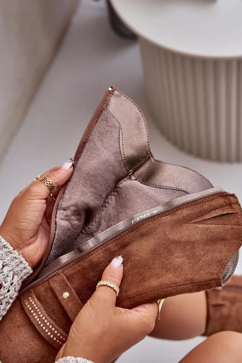 Kozaki Ocieplane|Kozaki Na Słupku>Boto Kozaki Damskie Do Połowy Łydki Na Słupku Ocieplane Camel Ivanelis Brązowy