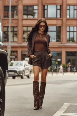 Sale Kozaki Damskie Eko Skórzane Z Wywiniętą Cholewką Na Słupku Brązowe Avamora Damskie Kozaki Ocieplane|Kozaki Na Słupku