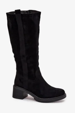 Sale Kozaki Damskie Na Klocku Eko Zamszowe Czarne Darisse Damskie Kozaki Ocieplane|Kozaki Przed Kolano