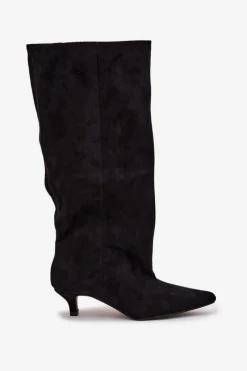 Kozaki Na Szpilce|Kozaki Przed Kolano></noscript>Boto Kozaki Damskie Na Obcasie Z Eko Zamszu Czarne Pheona Czarny