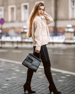 Kozaki Wiosenne|Kozaki Na Obcasie>Boto Kozaki Damskie Na Obcasie Lu Boo Zamszowe Czarne