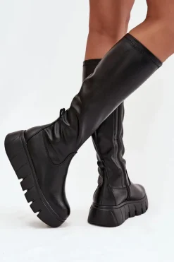 Kozaki Ocieplane|Kozaki Płaskie></noscript>Buty damskie Vinceza Kozaki Damskie Na Platformie Na Zamek Vinceza 58553 Czarne