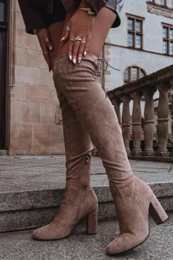 Kozaki Na Słupku|Kozaki Za Kolano>Boto Kozaki Damskie Na Słupku Beżowe Xamarin Beżowy