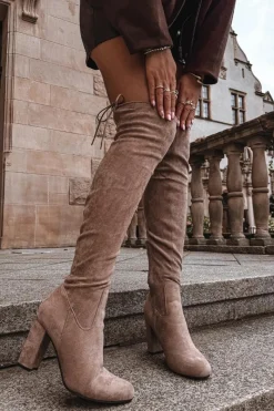 Kozaki Na Słupku|Kozaki Za Kolano></noscript>Boto Kozaki Damskie Na Słupku Beżowe Xamarin Beżowy