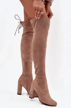 Kozaki Na Słupku|Kozaki Za Kolano></noscript>Boto Kozaki Damskie Na Słupku Beżowe Xamarin Beżowy