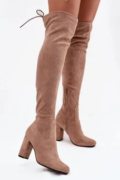 Kozaki Na Słupku|Kozaki Za Kolano></noscript>Boto Kozaki Damskie Na Słupku Beżowe Xamarin Beżowy